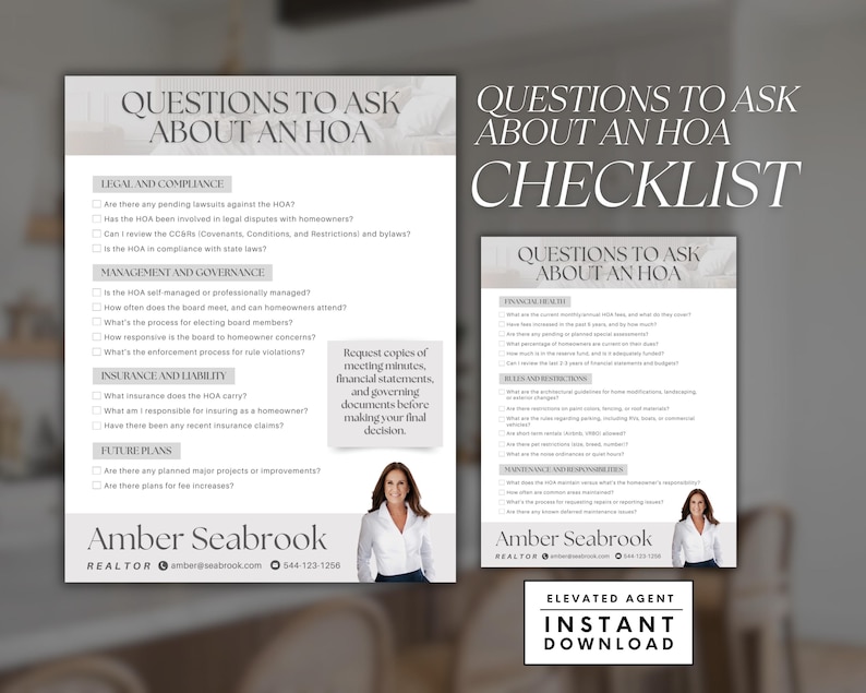 Hoa Questions Real Estate HOA Checklist Template, Questions to Ask About Homeowner ...