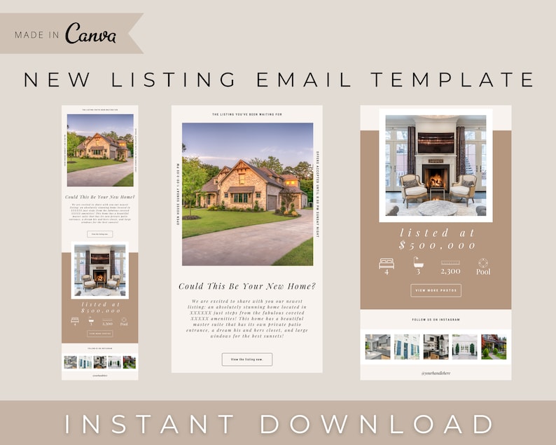 New Listing Email Template, Real Estate Marketing, Listing Presentation, Real Estate Newsletter Email, Real Estate Canva, Email Marketing