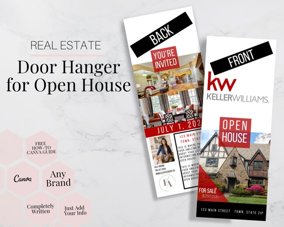 Door Hanger Open House Real Estate Marketing Realtor Real Etsy
