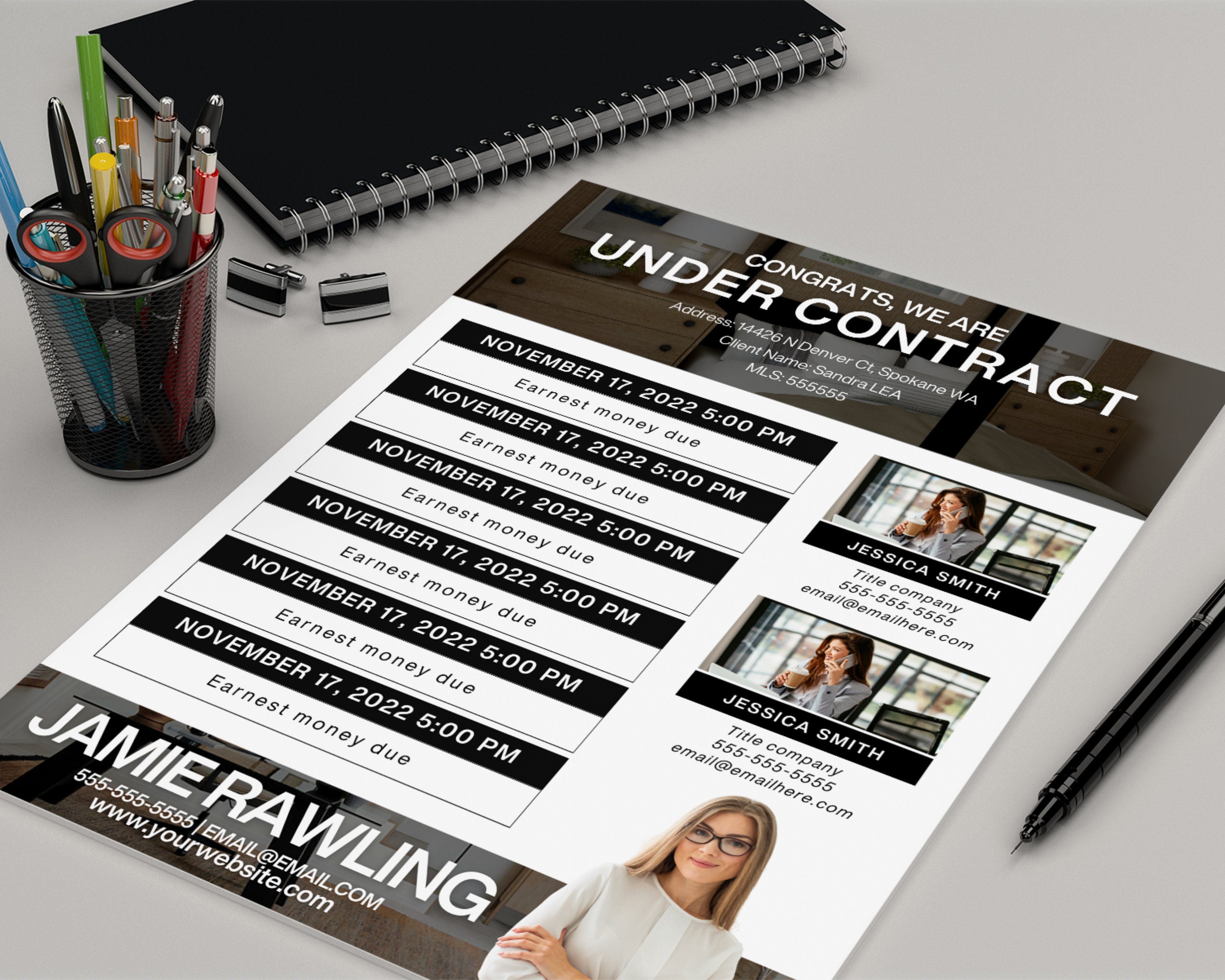 Real Estate Transaction Summary Flyer, Under Contract Timeline, Realtor ...