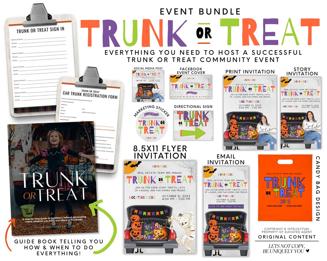 Trunk or Treat Event Bundle, Trunk or Treat Invitation, Halloween Event