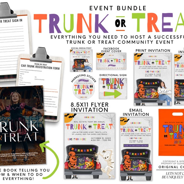 Trunk or Treat Event Bundle, Trunk or Treat Invitation, Halloween Event Real Estate Client Event Real Estate Marketing Real Estate Halloween