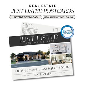 Realtor Postcard Template, Just Listed, Hello Neighbor (Canva)