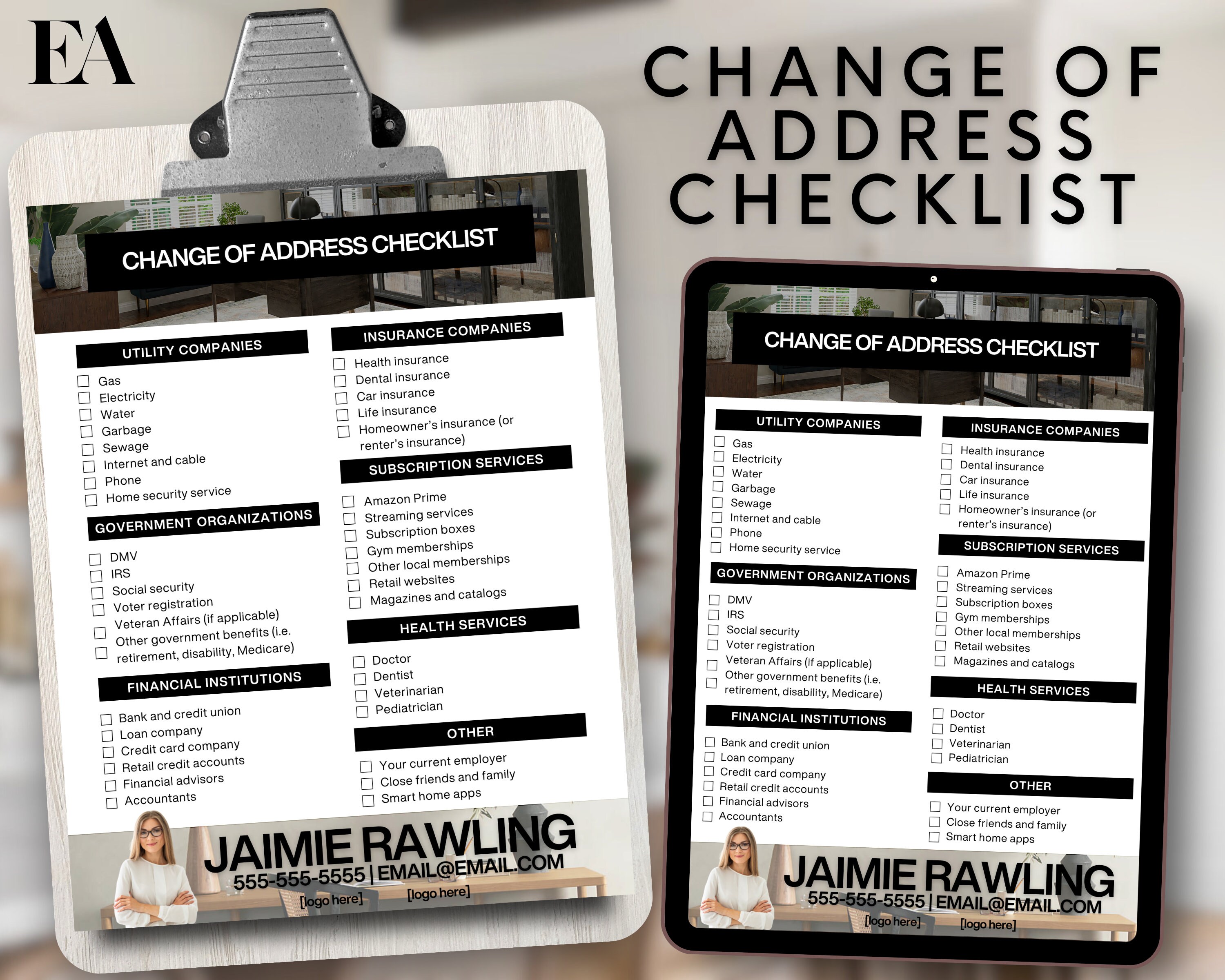 Change of Address Checklist, Real Estate Seller Checklist, Real Estate Buyer Guide, Home Buyer Checklist, Real Estate Listing Presentation