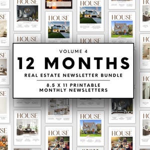 12 Month Real Estate Newsletter Bundle, Realtor Newsletter, Newsletter Template, Real Estate Flyer, Realtor Marketing, Real Estate Canva