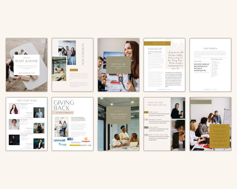 Real Estate Agent Hiring Kit Broker Hiring Materials Canva Template for Real Estate Digital Hiring Template Real Estate HR Packet Agency Recruitment Template