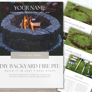 How to Build a DIY Backyard Fire Pit, Real Estate Template, Homeowner Packet, Realtor Client Gift, Fire Pit Plans, Landscape Design, Canva