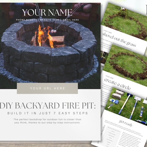 How To Build A Fire Pit DIY Fire Pit Real Estate Lead Generation Real Estate Canva Template Real Estate Marketing Home Seller Guide Yard DIY