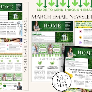 Real Estate March Email Newsletter, Real Estate Marketing, Realtor Newsletter, Realtor Email, Marketing, Canva Template, St Patricks Day