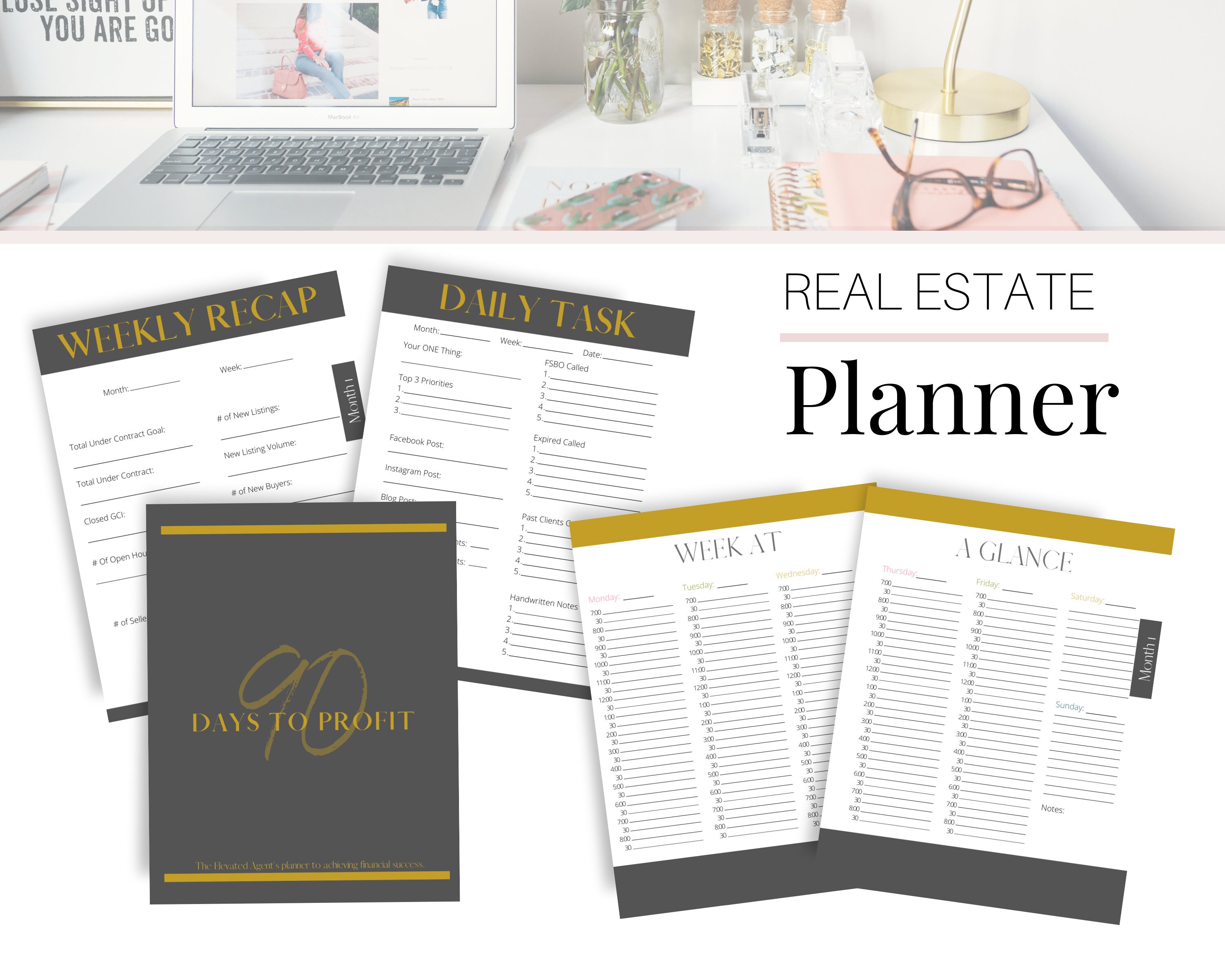 Real Estate Agent Planner Dark Real Estate Planner Realtor Etsy