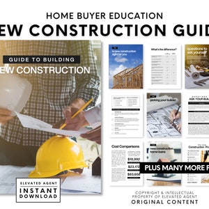Real Estate New Construction Guide, Real Estate Farming, New home Construction Checklist, Real Estate Marketing, Home Builder Canva Template