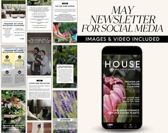 Real Estate Newsletter Template, Realtor Farming, Canva (Digital Download)