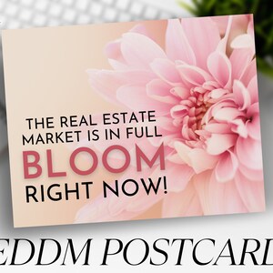 Hello Spring Postcard for Real Estate, Realtor Spring Card, Realtor Farming Card, Real estate marketing, Editable Canva, Instant Download