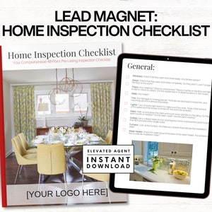 Real Estate Home Inspection House Inspection Checklist Home Buyer Checklist Real Estate Seller Checklist Realtor Flyer Real Estate Farming