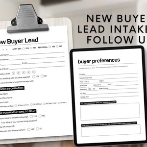 Real Estate Buyer Intake Form, Realtor Lead Tracker (Printable)