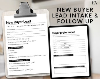Real Estate Buyer Intake Form, Realtor Lead Tracker (Printable)