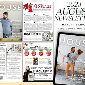 Real Estate August Newsletter Real Estate Newsletter Template Summer Real Estate Farming Realtor Monthly Mailer Real Estate Marketing