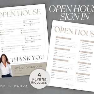 Open House Sign In Sheet, Editable Canva Template, Real Estate Open House Flyer, Real Estate Marketing, Realtor Open House, Instant Download