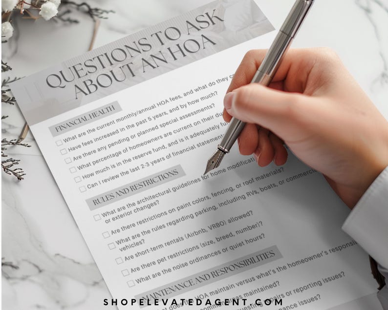 Hoa Questions Real Estate HOA Checklist Template, Questions to Ask About Homeowner ...