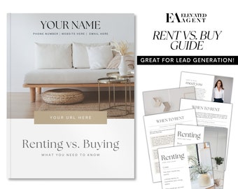 Renting Vs. Buying Packet, Investment Property, Real Estate Template, Canva, Real Estate Marketing, Real Estate, Realtor, Renter Marketing
