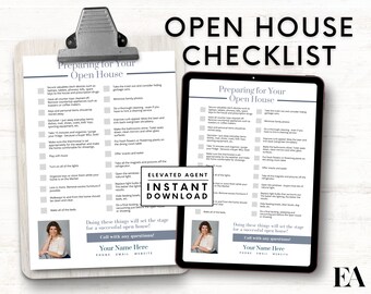 Real Estate Open House Checklist, Editable Canva Template (Digital Download)
