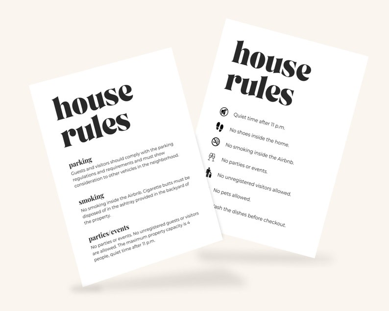 Rules For Events Editable Airbnb House Rules Sign Template (printable) - Etsy