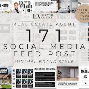 171 Real Estate Instagram Posts | Social Media for Real Estate Agents | Real Estate Marketing | Facebook Post | Real Estate Canva Templates