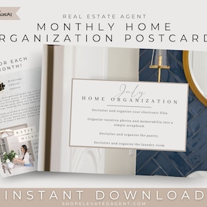 12 Monatliche Organisation Postkarten, Grundbesitz Postkarten, Realtor Marketing, Realtor Farming Postkarten