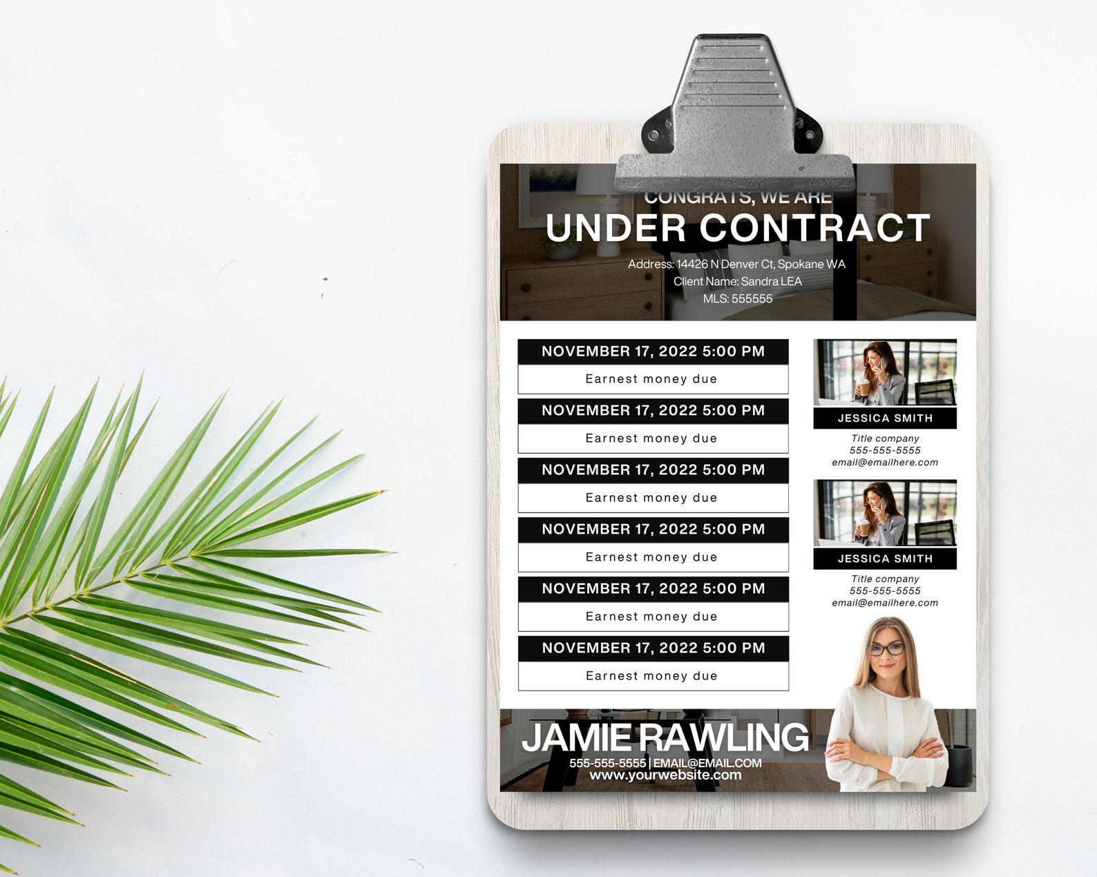 Real Estate Transaction Summary Flyer, Under Contract Timeline, Realtor ...