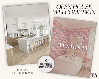 Real Estate Open House Sign, Editable Flyer Canva Template (Instant Download)