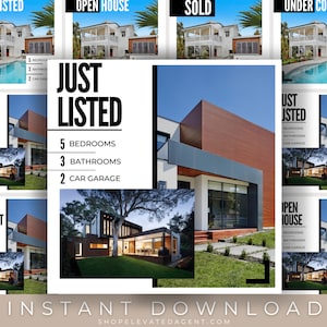 Social Media Frame for Real Estate, Just Listed, Real Estate Social Media, Realtor Marketing, Real Estate Template, Realtor Flyer, Just Sold