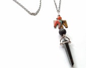 Essential Oil Diffuser Stress Relief Necklace | Enamel Thunderbird, Lava Stone with Hematite point makes a Unique Aromatherapy Jewelry Gift