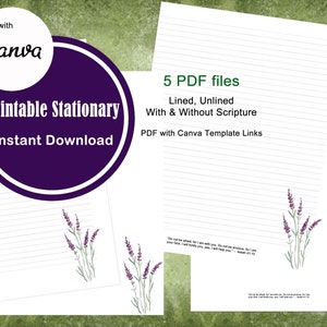 Druckbare Briefpapier Schreibwaren | Aquarell Blumen Briefpapier | Druckbare Sofort Download | Gefüttertes und unliniertes Briefpapier