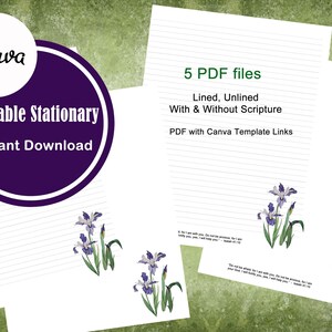 Printable Letter Writing Stationery | Floral Stationary | Printable Instant Download | Lined and Unlined Letter Writing Paper
