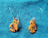 Brown Owl Copper Enamel Earrings