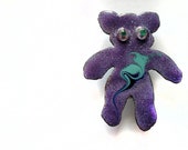 Artisan Handcrafted Purple Kiln Fired Copper Enamel Teddy Bear Pin makes a Unique Artisan Jewelry Gift for Women