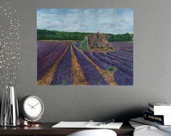 Watercolor Art Print Young Living Simiane-la-Rotonde Lavender Farm in Provence France Wall Art Print Office Wall Decor