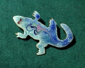 Artisan Handcrafted Copper Enamel Alligator Pin, Unique, one of a kind, Kiln Fired Artisan Jewelry Gift