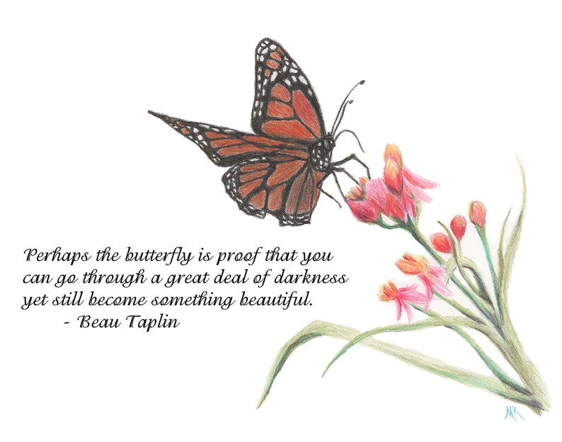 Butterfly Transformation, Inspirational Printable Colored Pencil
