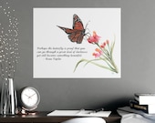 Butterfly Transformation, Inspirational Colored Pencil Drawing Wall Art Print, Positive Quote, Motivational Wall Art, Office Decor