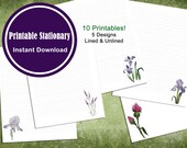 Printable Letter Writing Stationery Bundle Paper With Watercolor Flowers | 10 Printable  Lined and Unlined Digital Instant Download