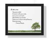 Framed Inspirational Printable Watercolor Wall Art Print, Be Like a Tree,  Framed Positive Quote, Motivational Wall Art, Office Decor