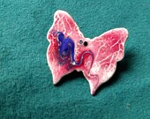 Artisan Handcrafted Copper Enamel Butterfly Pin, Unique, one of a kind, Kiln Fired Artisan Jewelry Gift