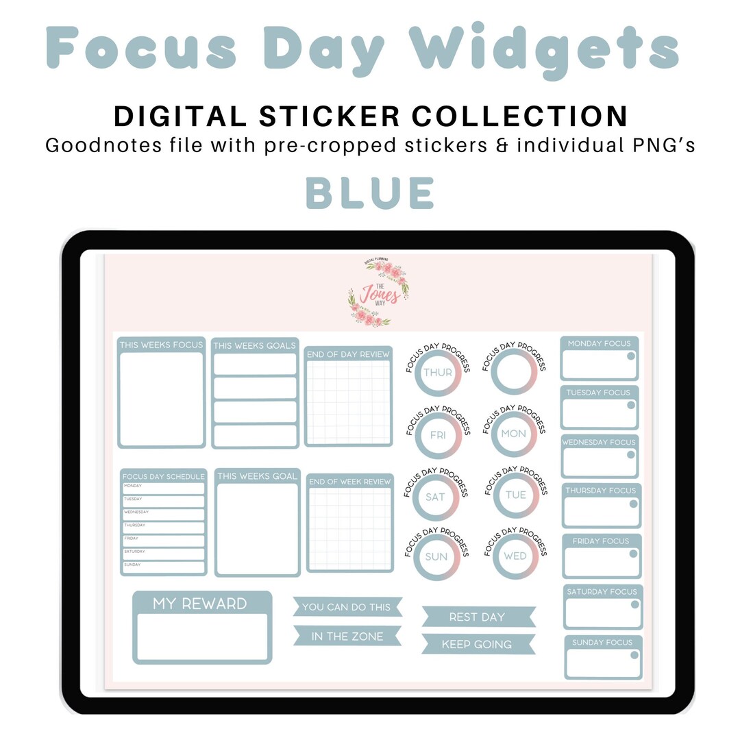 Focus Day Goodnotes Widgets in BLUE Goodnotes Planning Etsy