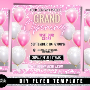 Grand opening flyer, grand opening invitation, event flyer, pop up shop flyer, launching flyer, canva flyer template editable