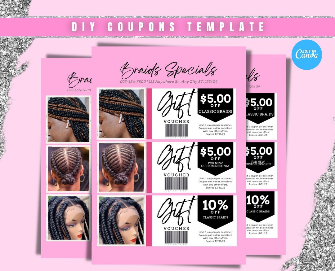 Hair Flyer, Braid COUPON FLYER, VOUCHER Template, Braid Training Flyer