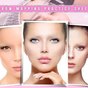Hojas de práctica de mapeo de cejas, hojas de mapeo de cejas, hojas de práctica de microblading, folleto de clase de cejas, patrón imprimible, descarga instantánea