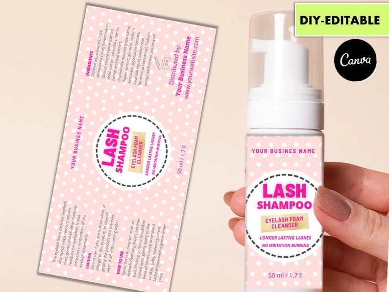 Eyelash Cleanser Foam Bottle Label Lash Bath Labels DIY Lash Etsy