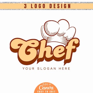 Retro Koch Logo Design + Bäckerei Logo + Restaurant Logo + Regenbogen Logo Design + Logo für Small Business + Koch Logo + Farbe Pastell DIY Logo