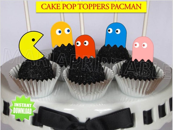 Pac Man Cake Pop Toppers Pacman Cake Pacman Printables Etsy